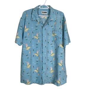 Tipsy Elves Shark Print Hawaiian Shirt Men XL Short Sleeve Button Up Retro Beach